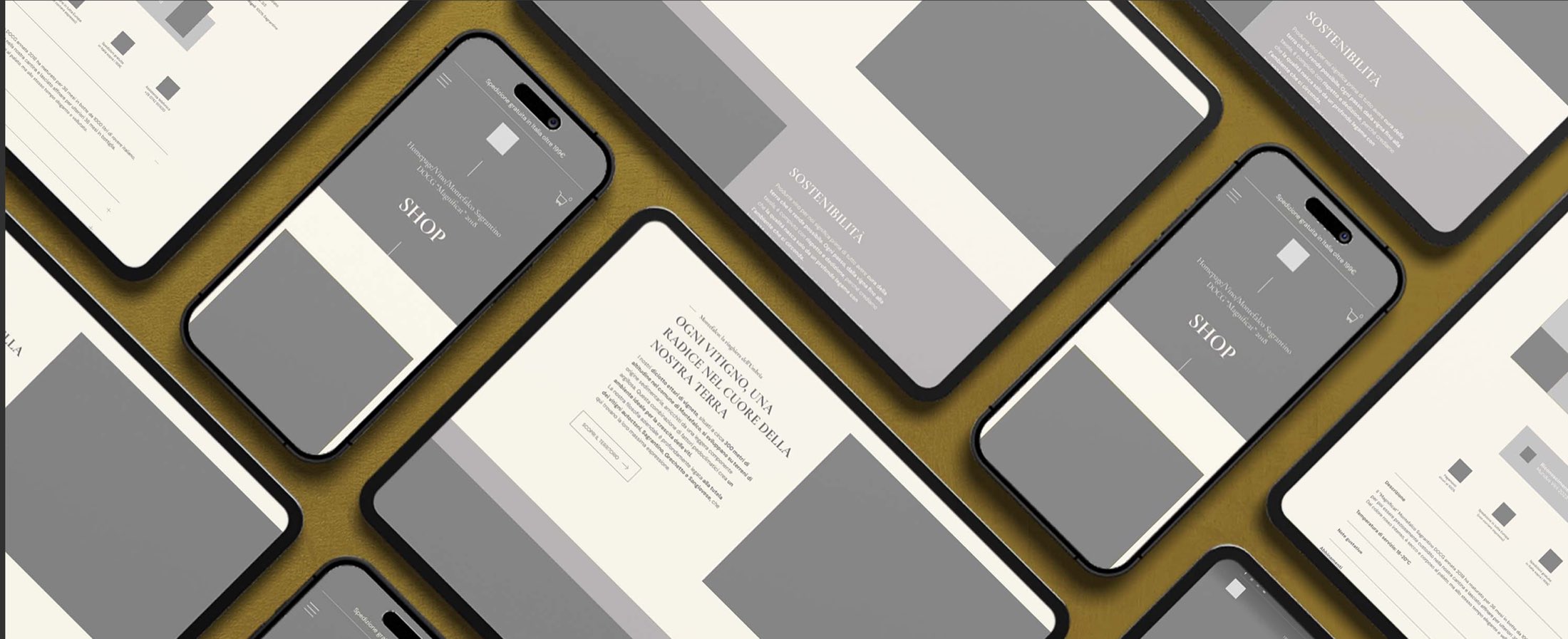 Tavola dei wireframe a bassa fedelt&agrave; delle pagine desktop e mobile